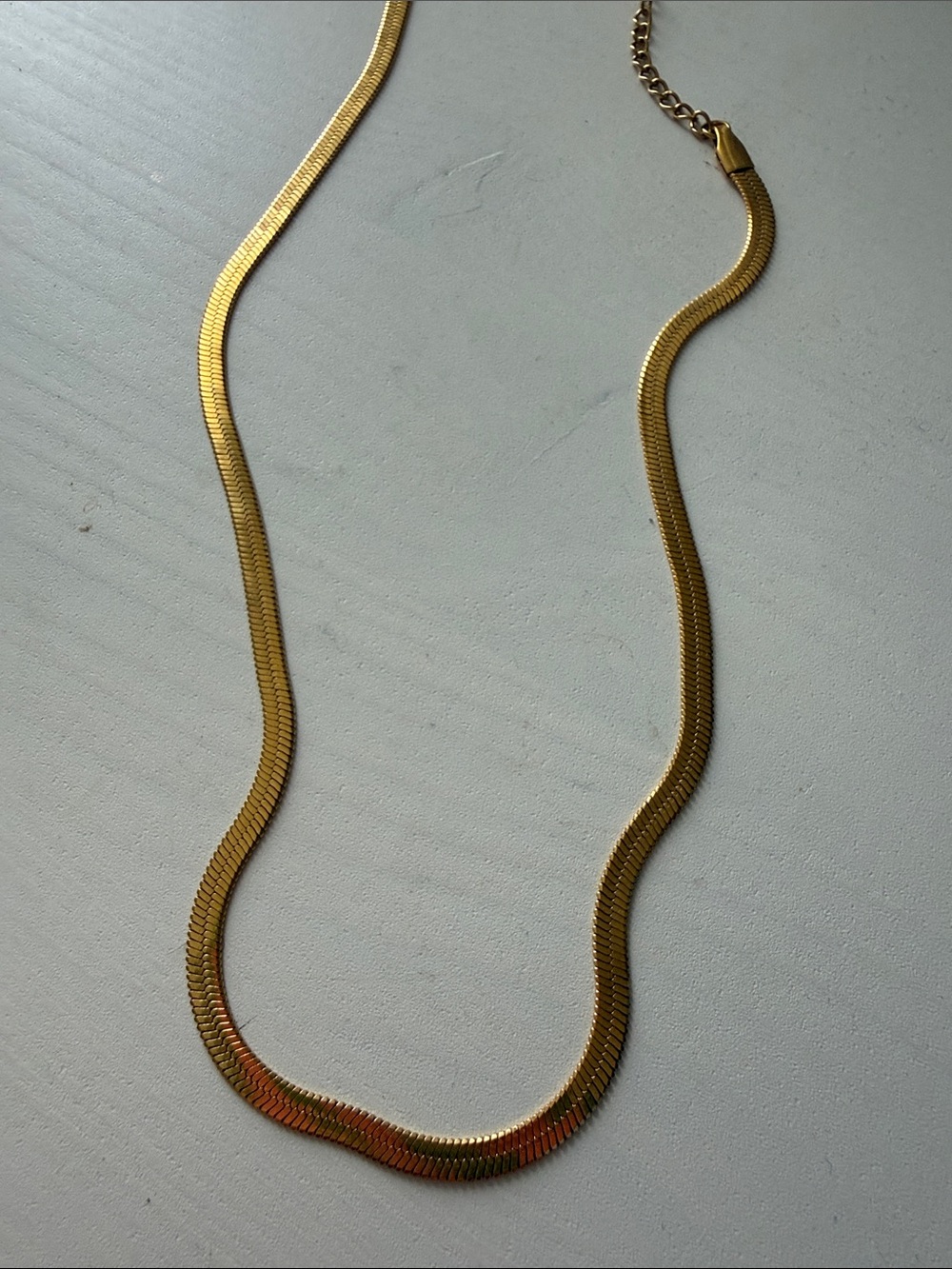 Gold Herringbone Chain Necklace